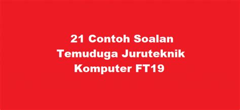 Contoh Soalan Temuduga Juruteknik Komputer Image