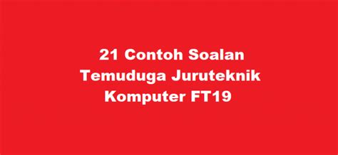 Contoh Soalan Temuduga Juruteknik Komputer Image