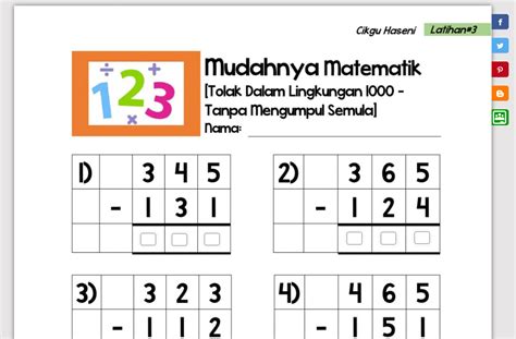 Soalan Matematik Tahun 4 Operasi Tolak Image